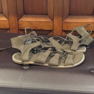Green gladiator sandals